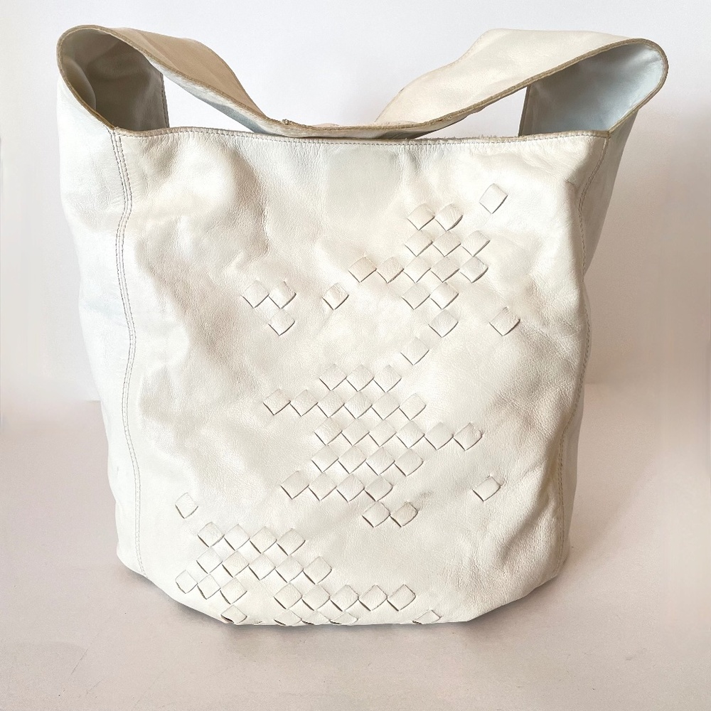 Bottega Veneta Intrecciato Soft Nappa Leather Shoulder Tote Bag White